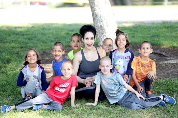 EXCLUSIVE: "Octomom" Natalie Suleman poses with her thriving Octuplets, now 7-years-old, in Laguna,California. RESTRICTIONS APPLY PLEASE SEE NOTES
